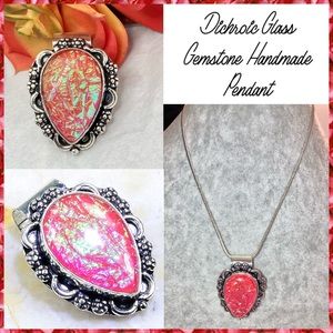 Dichroic Glass Gemstone Handmade Slider Pendant